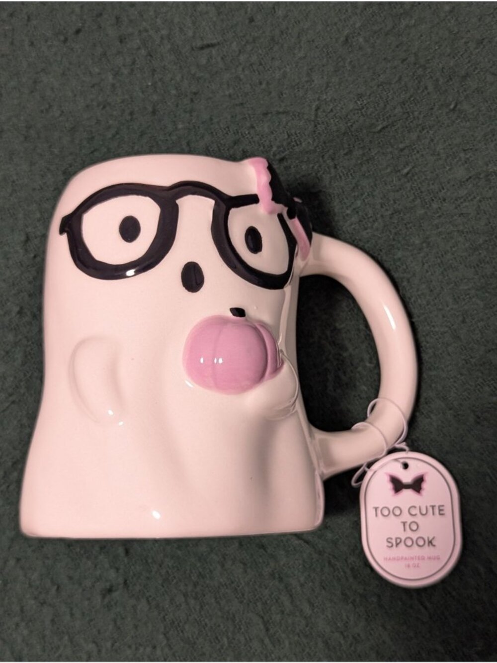 Too Cute To Spook Ghost Mug By Èccolo Ltd 14 Oz Pink & White Ceramic Microwave &
